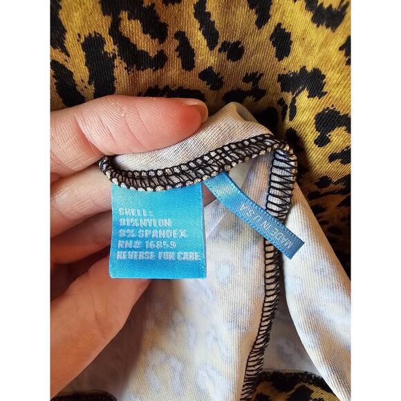 J. MCLAUGHLIN  Sage Ruched Leopard Dress sz large sheath - Picture 6 of 7